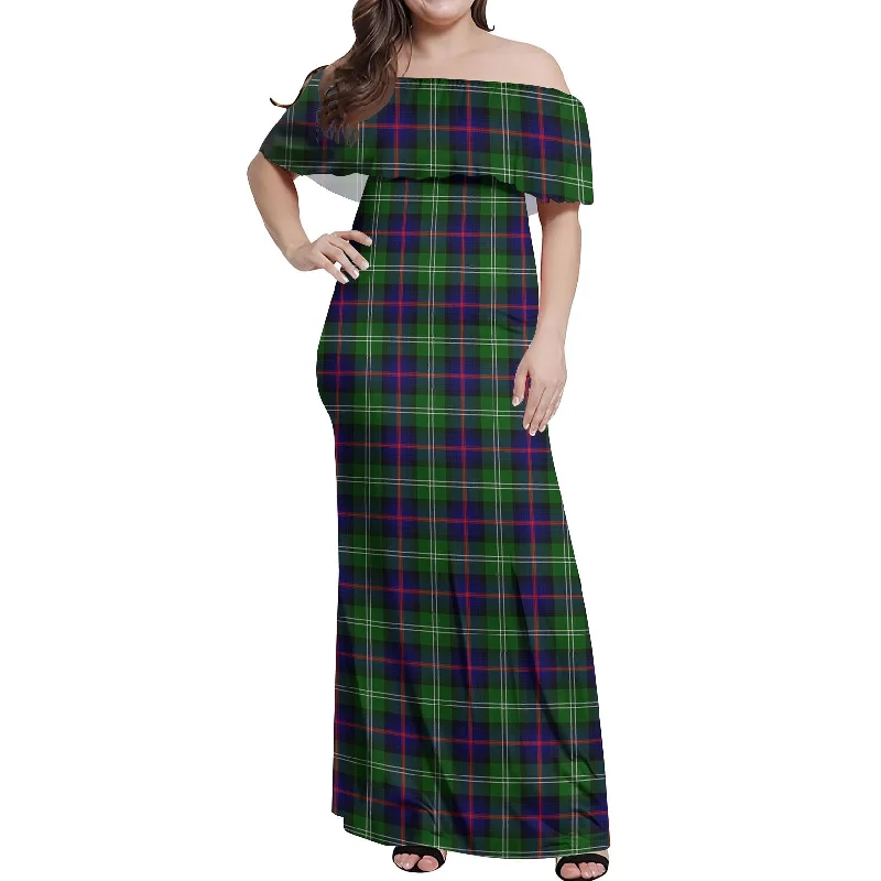 Special Price Sutherland Tartan Off Shoulder Long Dress