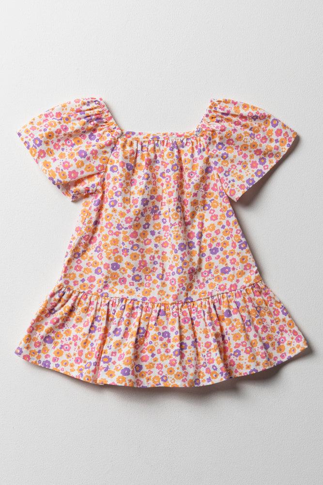 Stock Up and Save wrap-around dressFloral A-Line Dress Orange
