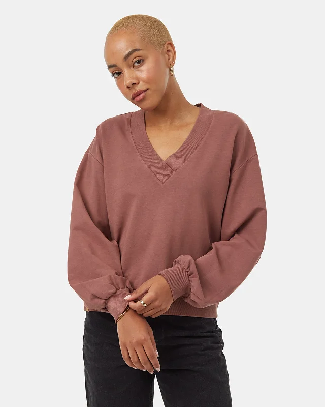 Clearance Event luxe gym hoodieFrench Terry V-Neck Balloon Sleeve