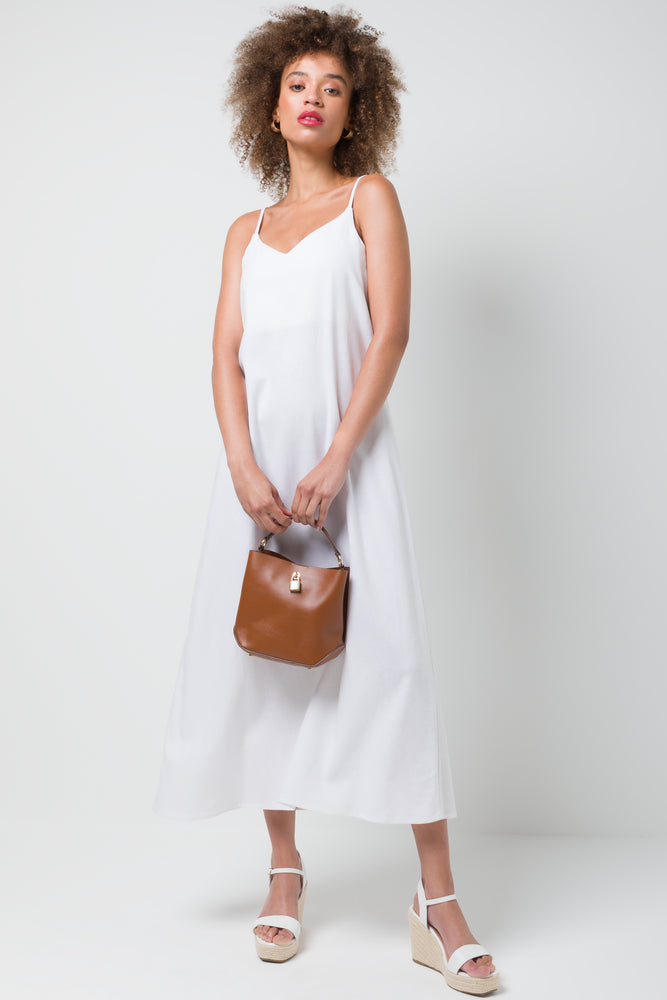 Fantastic Offers relaxed fit dressLinen Strappy Maxi Dress White