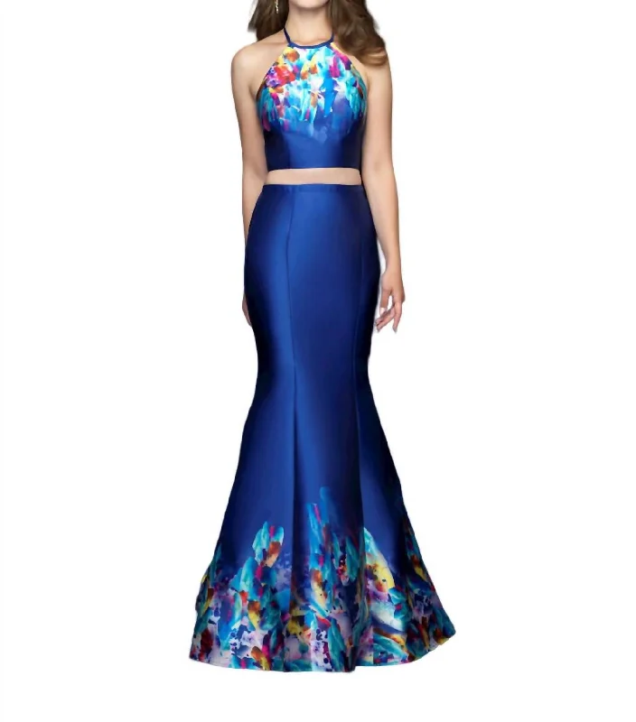 evening dress2Pc Mikado Gown In Royal