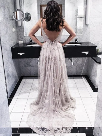 Discount Extravaganza Open Back Prom Dresses A line Long Lace Prom Dress Sexy Evening Dress JKL1028 Discount Extravaganza Open Back Prom Dresses A line Long Lace Prom Dress Sexy Evening Dress JKL1028