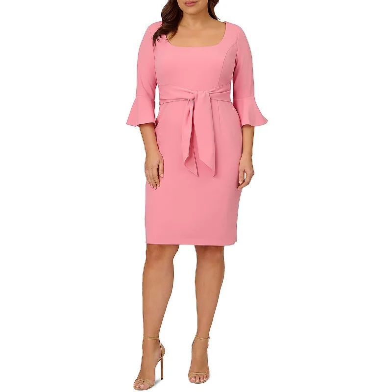 casual evening dressAdrianna Papell Womens Crepe Bell Sleeve Cocktail And Party Dress