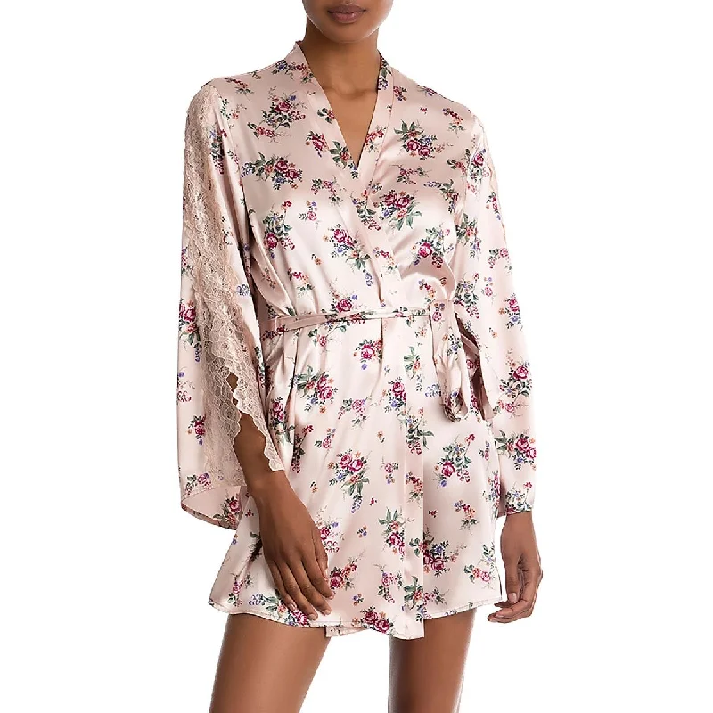 mini dressIn Bloom by Jonquil Womens Satin Floral Wrap Dress