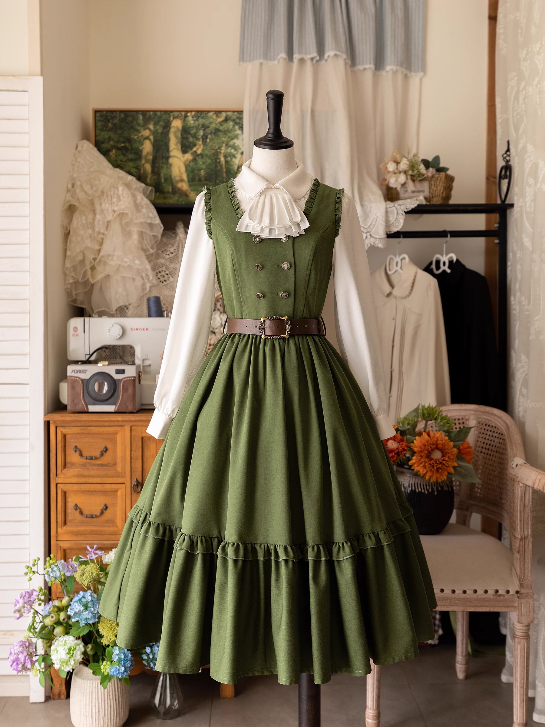 Savings Bonanza classic fit-and-flare dressForest Wardrobe~Little Manor~Classical Lolita JSK Dress Flounce Dress Long Sleeve Blouse