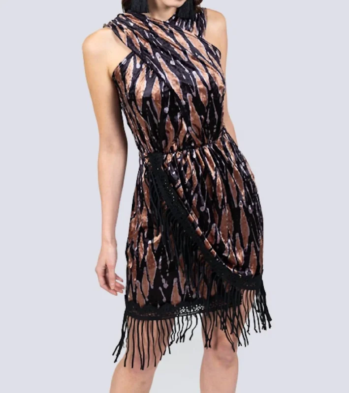 evening dressVelvet Draped Dress In Black