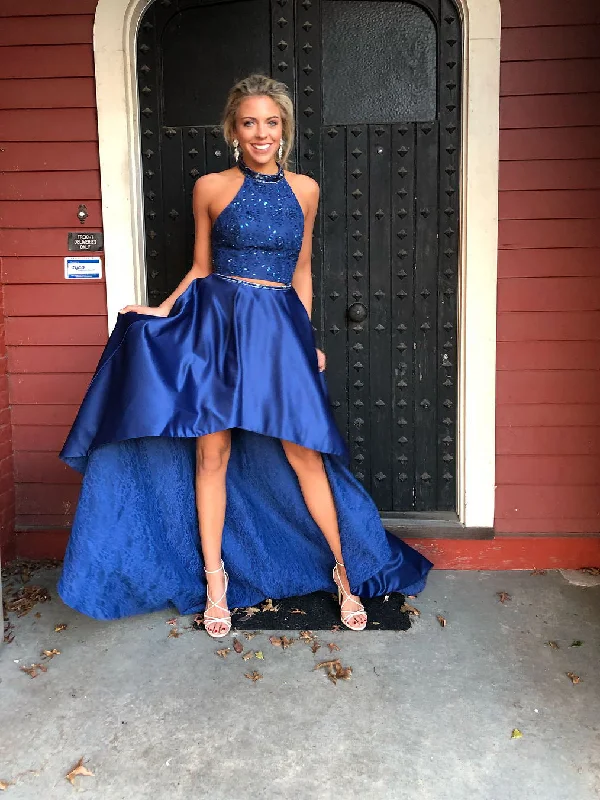 Big Discounts Two Piece Prom Dresses Halter A Line Lace Long High Neck Prom Dress JKL894 Big Discounts Two Piece Prom Dresses Halter A Line Lace Long High Neck Prom Dress JKL894