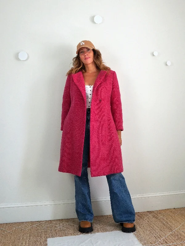 casual jacket60's Raspberry Wool Coat