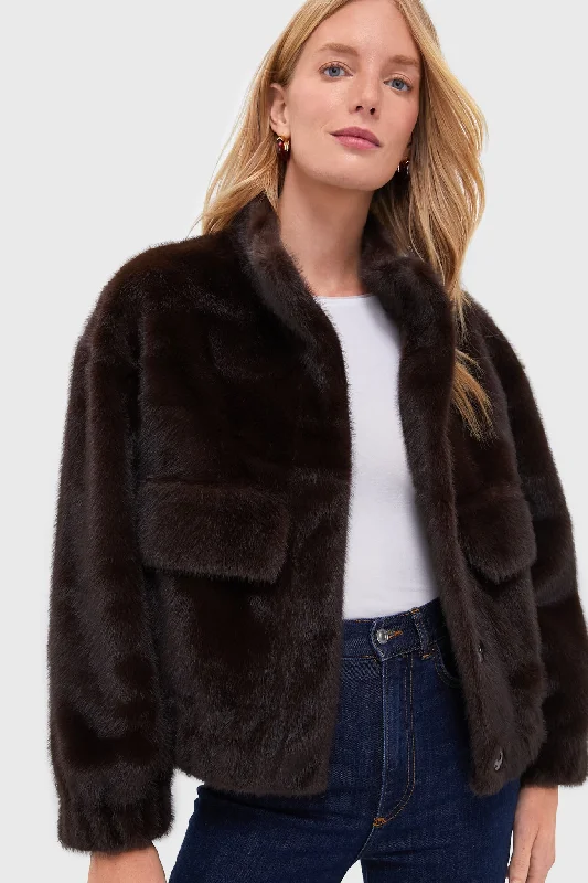 Act Fast utility coatFaux Fur Chocolate Paros Coat