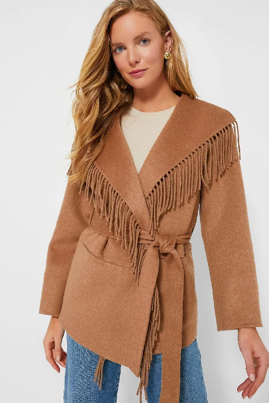 Take Advantage casual trench coatCamel Rowen Fringe Jacket