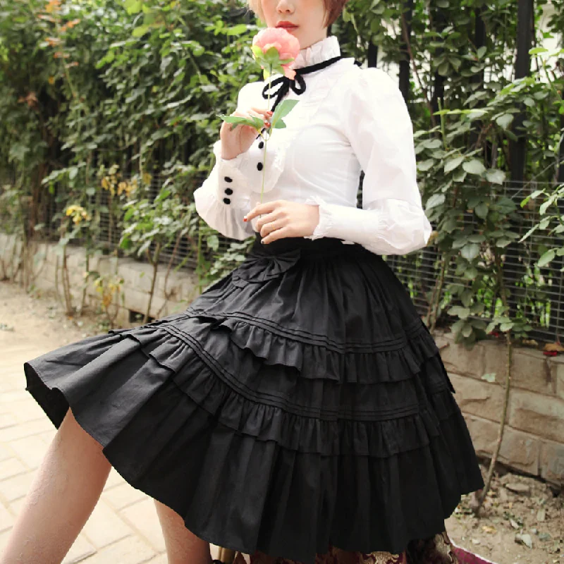 Year-End Sale flowy evening dressLace Garden~Classic Lolita Black SK Puffy Skirt