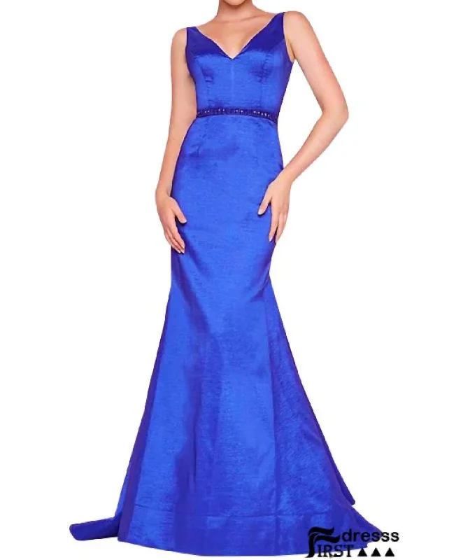 long sleeve dressOpen Back Mermaid Gown In Royal