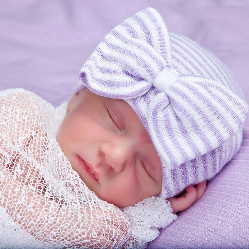 trendy dressStella Purple and White Striped Hat Newborn Girls