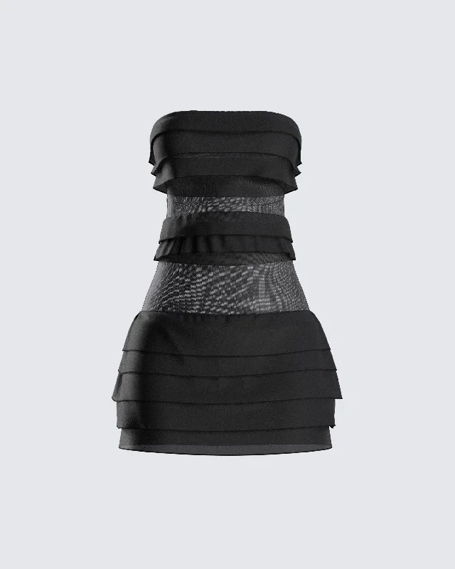 Daily Deals fitted cocktail dressIssa Black Tiered Mini Dress