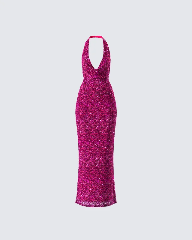 Bargain Blast lace-up dressSabine Purple Sequin Maxi Dress