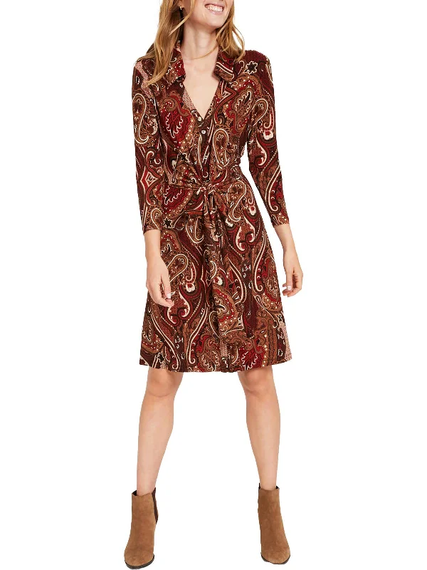 flowy evening dressPetites Womens Paisley Knee Shirtdress