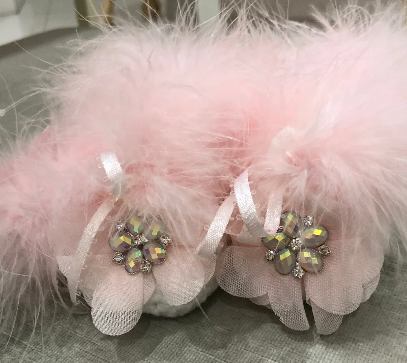 Exclusive Preview draped dressWhite Chenelle Booties with Marabou