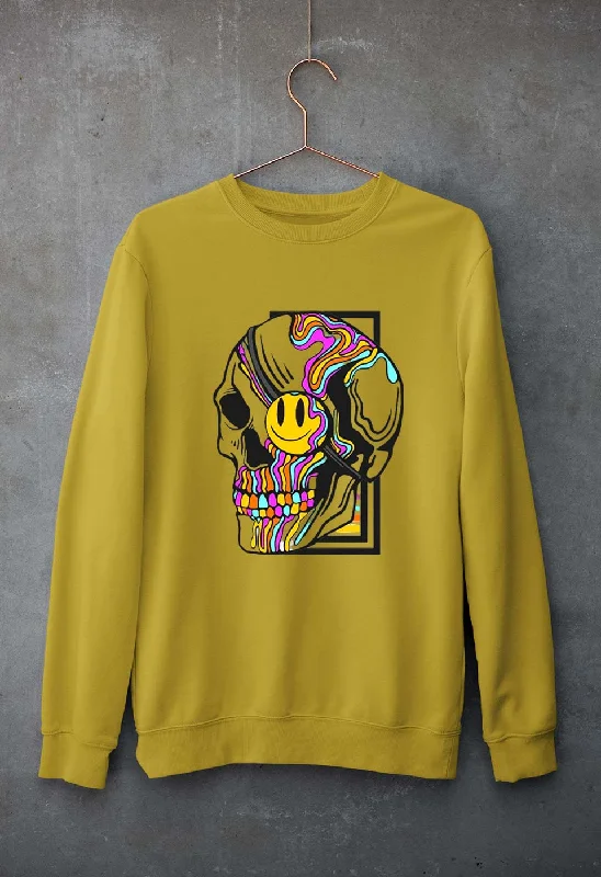 modern athletic hoodieTrippy Psychedelic Skull Emoji Unisex Sweatshirt for Men/Women