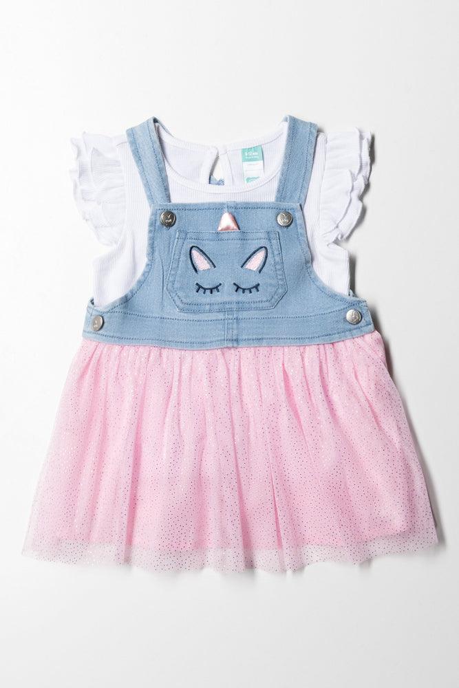 Massive Deals structured dressUnicorn Mesh Pinafore Set Pink