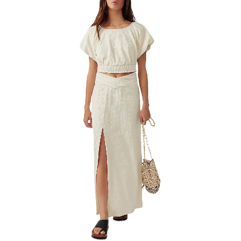 stylish dressFree People Womens Tovah 2PC Set Puff Sleeves Two Piece Dress