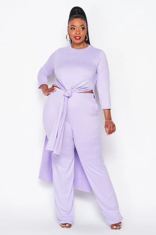 chic wrap dressLD-C {View From The Terrrace} Lilac Tie Front Tunic & Pants Set PLUS SIZE 1X 2X 3X