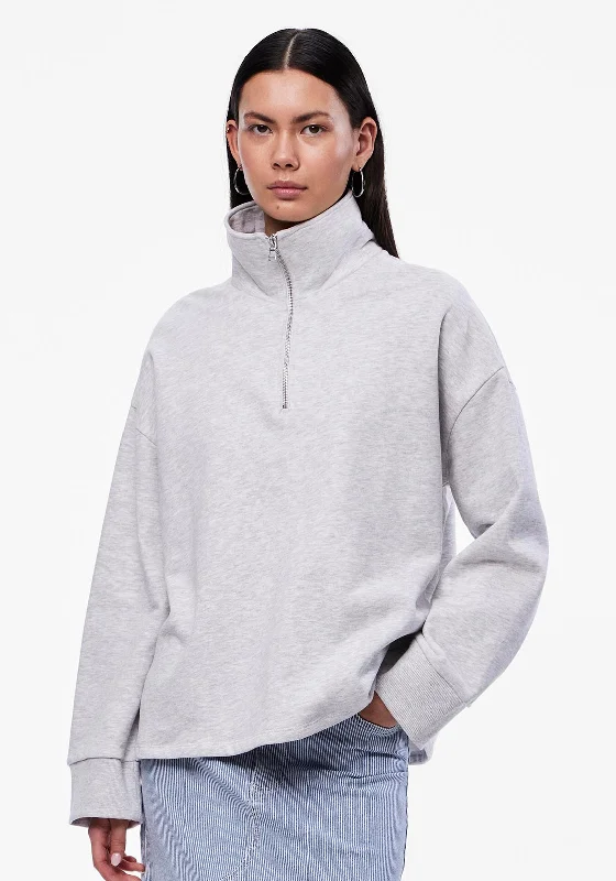 casual hoodie for fallPieces Mercury Half Zip Sweatshirt, Cloud Dancer