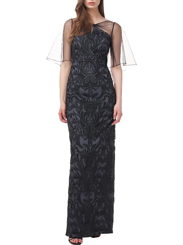 Sale Event tiered dressClaudia Womens Burnout Maxi Evening Dress