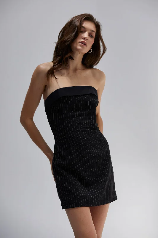 Today Only CRESCENT - DEVON PINSTRIPE TUBE MINI DRESS