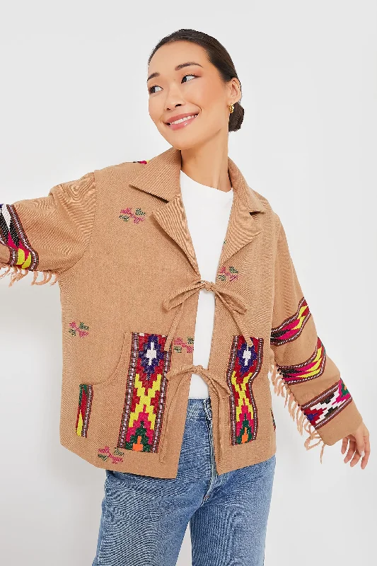 Limited Availability stylish peacoatTan Dune Western Blanket Jacket