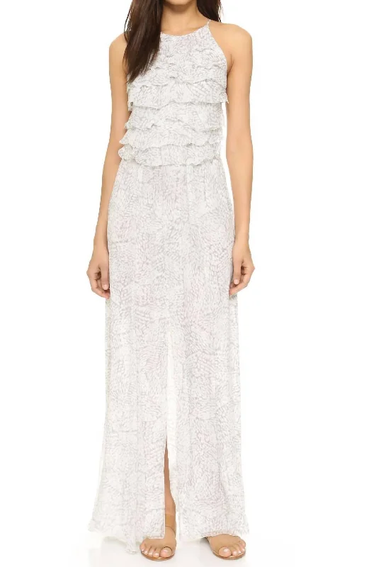 comfy dressAdriana Ruffle Maxi Dress In Dove/magnolia