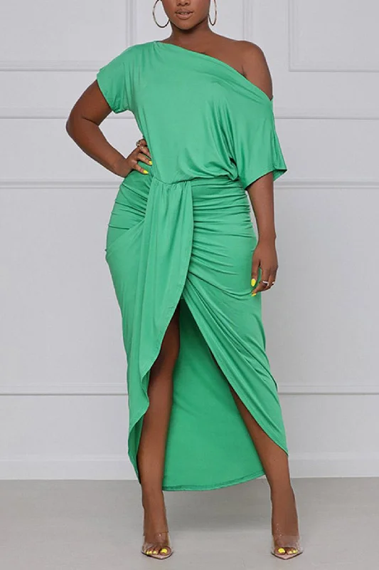 Year-End Sale layered dressElegant One-shoulder Pleated Dress
