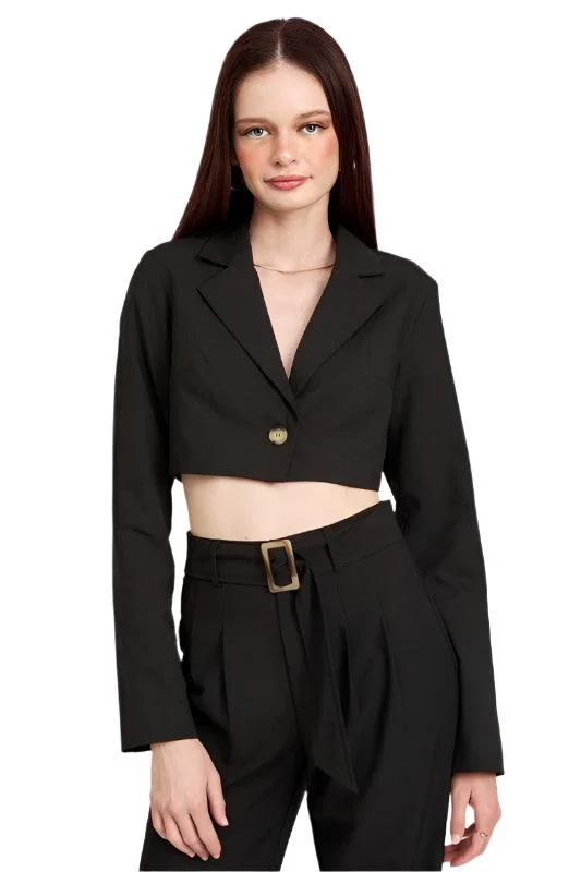 stylish soft shell jacketCropped Jacket With Shirred Detail