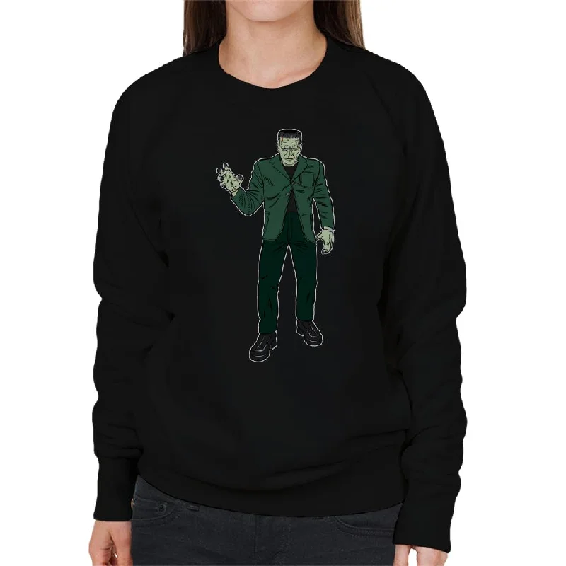 fitted workout hoodieFrankenstein Monster Pose Illustration Women's Sweatshirt