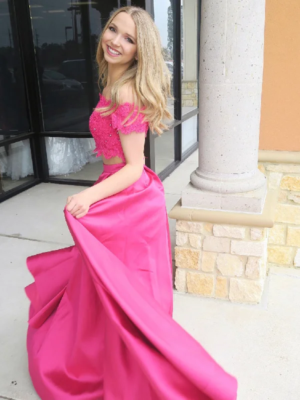 Super Deal Two Piece Prom Dresses Off-the-shoulder A Line High Low Long Prom Dress JKL929 Super Deal Two Piece Prom Dresses Off-the-shoulder A Line High Low Long Prom Dress JKL929