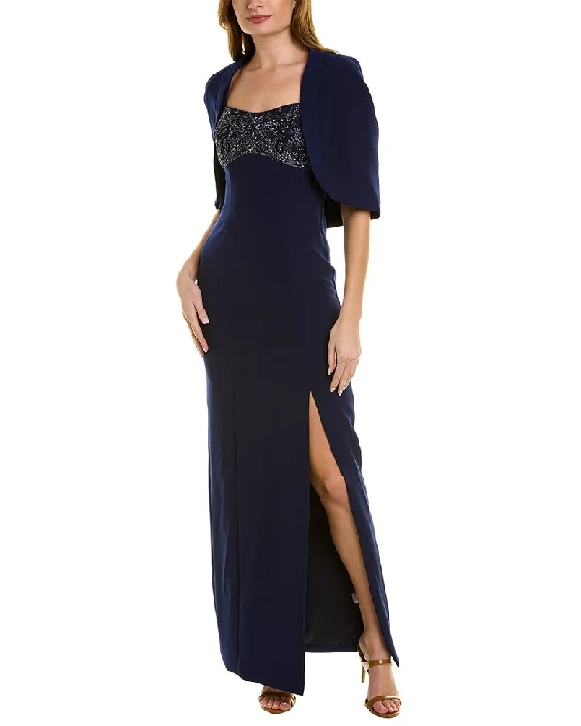 Closeout casual knit dressTheia Brigitta Capelet Column Gown