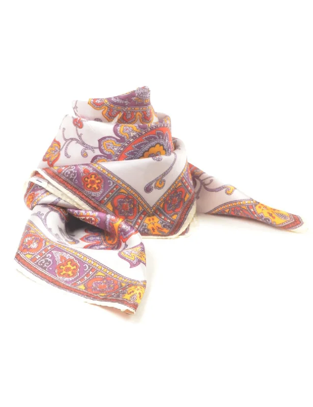 Unbeatable Prices trendy puffer coatOff white & Purple Paisley Print Scarf - S