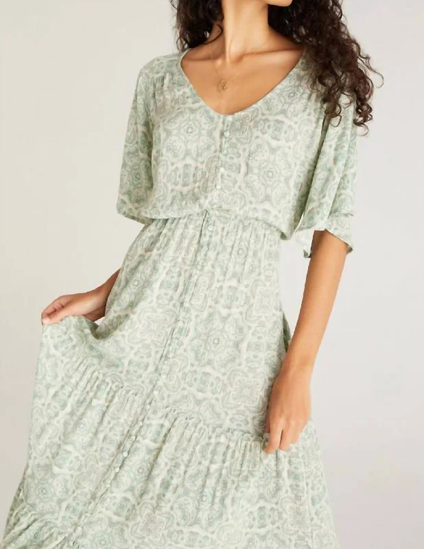 layered dressShanna Medallion Midi Dress In Tropical Teal