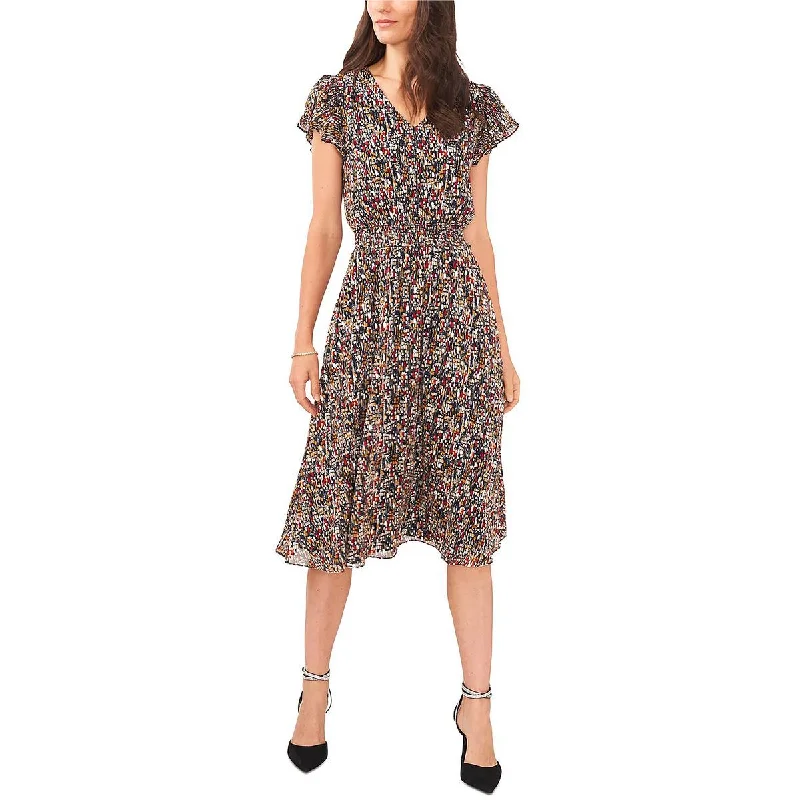 flowy dressMSK Womens Petites Printed Midi Fit & Flare Dress