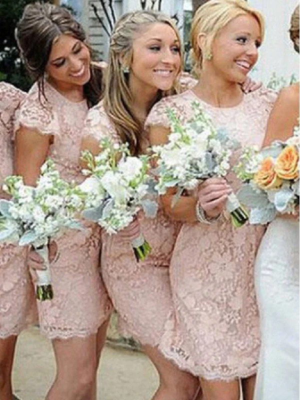 Special Price Sexy Bridesmaid Dresses Scoop Tulle Lace Pink Short Bridesmaid Dresses JKB043 Special Price Sexy Bridesmaid Dresses Scoop Tulle Lace Pink Short Bridesmaid Dresses JKB043