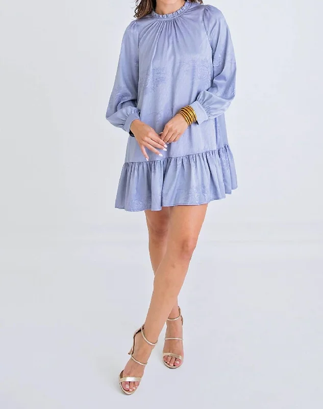 boho-chic dressFloral Ruffle Bottom Dress In Blue