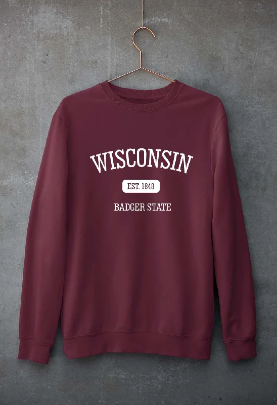 cool workout sweatshirtVarsity Wisconsin Unisex Sweatshirt for Men/Women