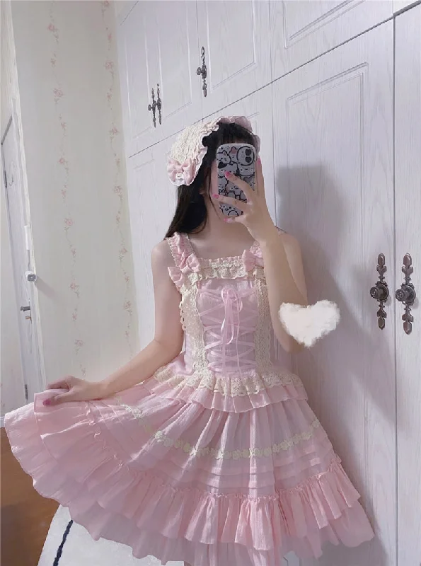 Exclusive Savings elegant evening dressSweet Angel~Balletcore Sweet Lolita Pink Dress Set