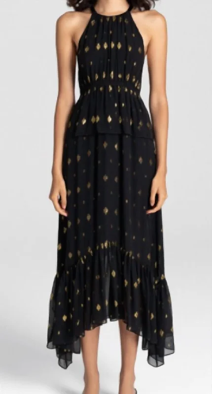 floral wrap dressRosa Dress In Black/gold