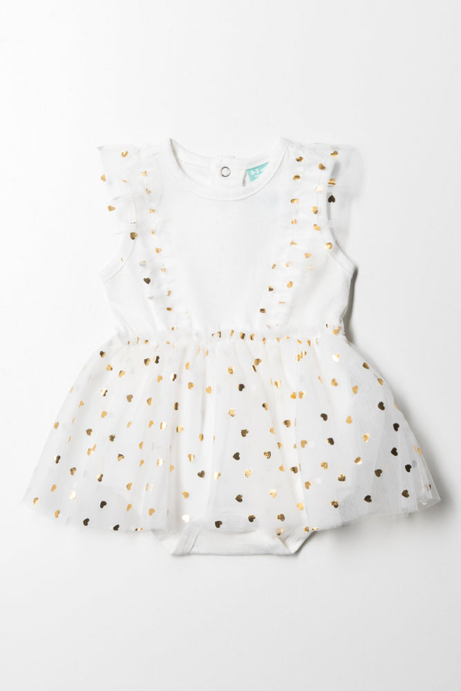 Grand Opening Sale pleated dressHeart Foil Dress White