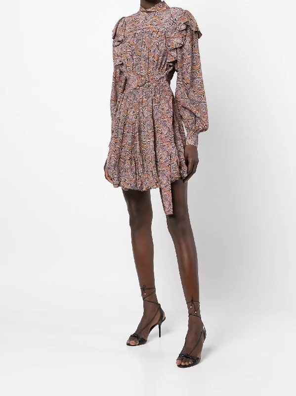Super Bargain long sleeve dressLuna Paisley-Print Mini Dress in Goldenrod