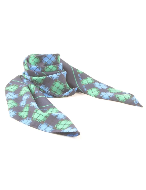 Last Chance relaxed fit coatNavy & Green Checked Head Scarf - M