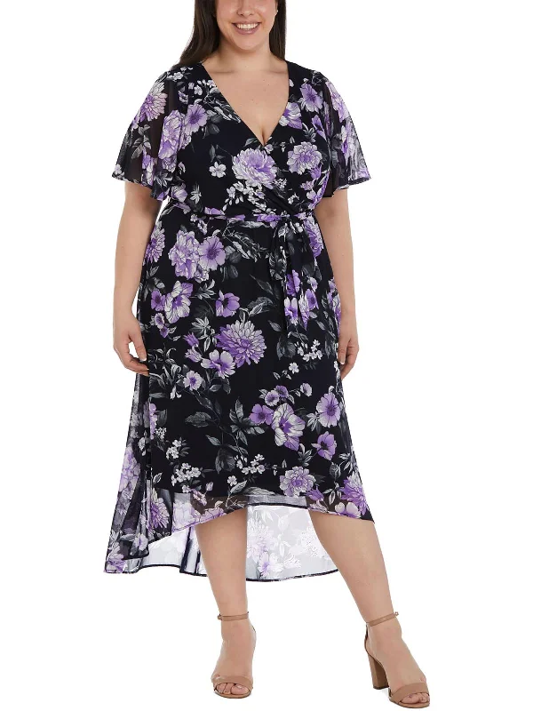 Price Rollback office dressWomens Floral Print Tea Length Midi Dress