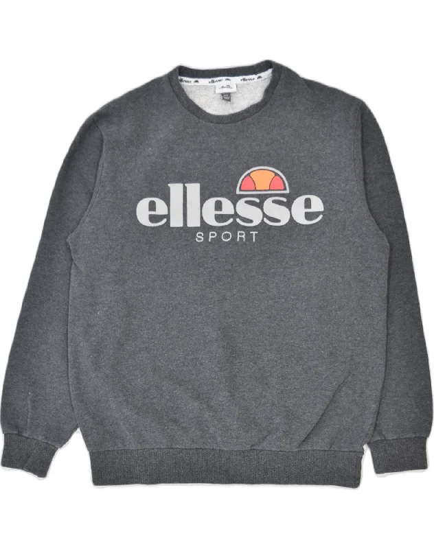 comfy athletic hoodieELLESSE Womens Graphic Sweatshirt Jumper UK 16 Large Grey Cotton