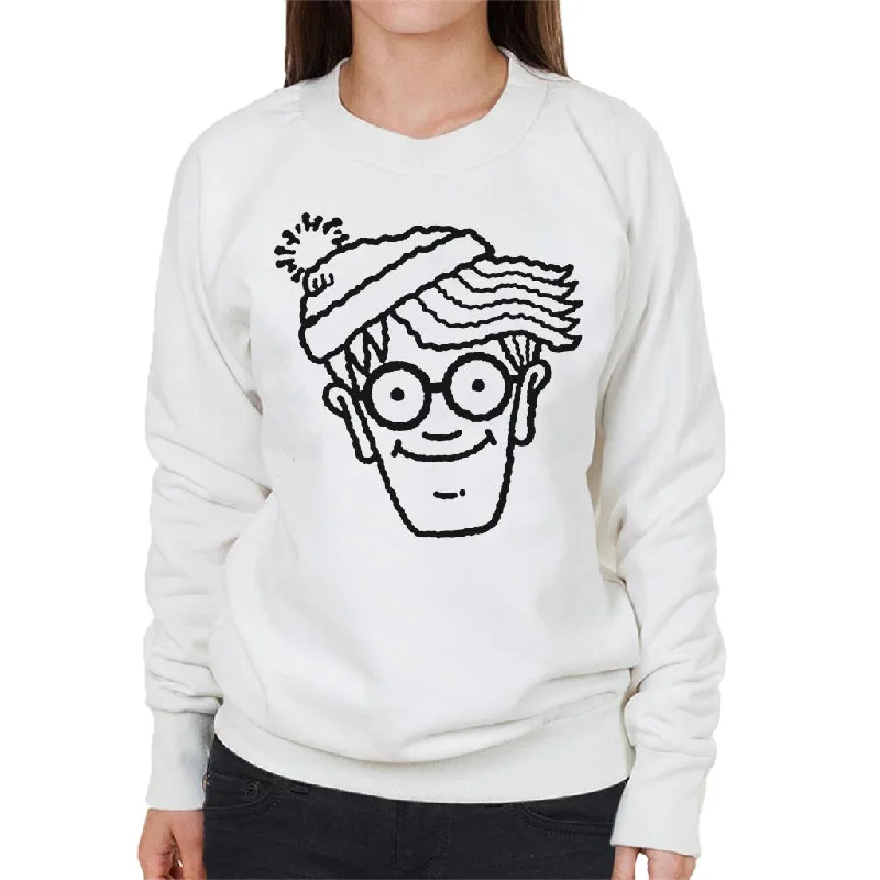 luxe gym hoodieWhere's Wally Black Outline Women's Sweatshirt