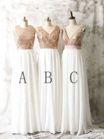 Don't Wait Bridesmaid Dresses Sequins V-neck Long Ivory Bridesmaid Dresses #JKB016 Don't Wait Bridesmaid Dresses Sequins V-neck Long Ivory Bridesmaid Dresses #JKB016